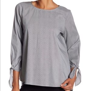 Vince Camuto Pinstripe Tie Sleeve Blouse